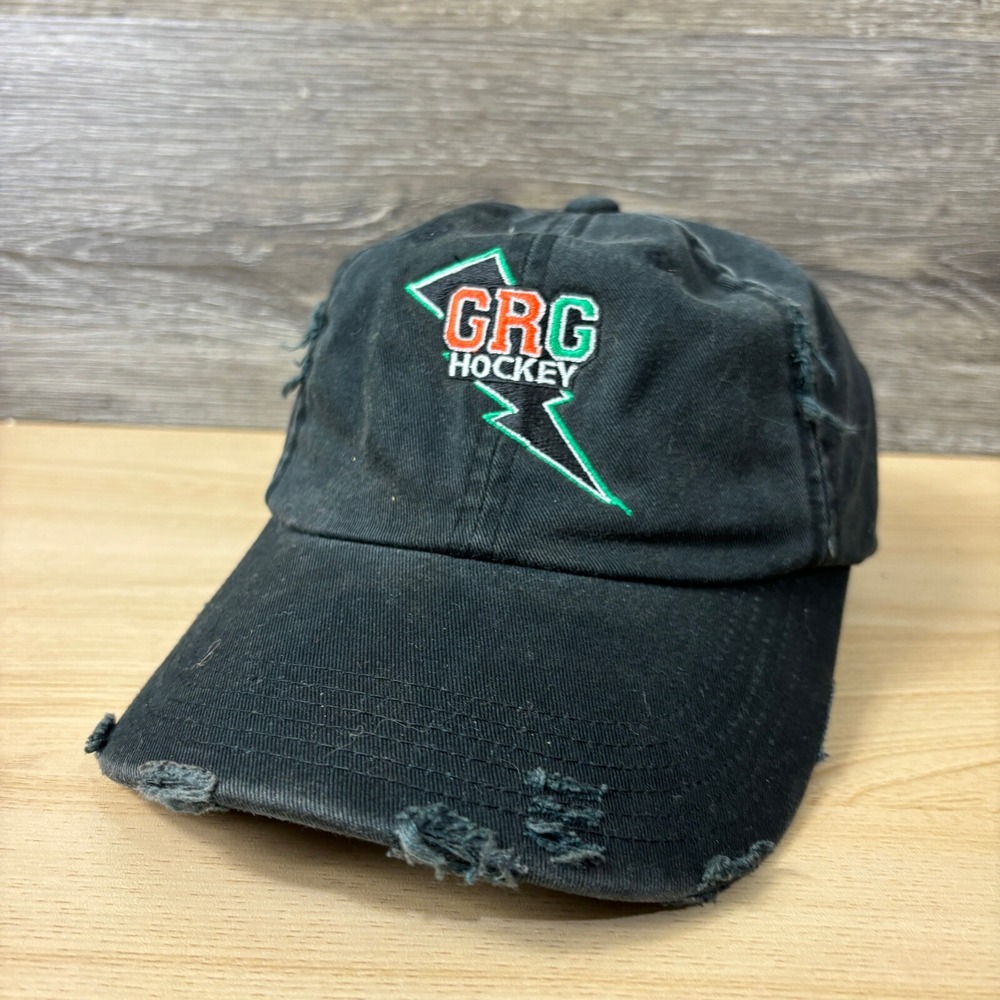 Grand Rapids Griffins Hat Cap Strap Back Womens Black Distressed Adjustable